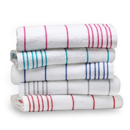 Sanibel Collection Pool Towel, 95% Cotton / 5% Polyester, 30x60,13.0 lbs/dz, White/Teal Stripes